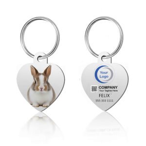 Placa para mascota en forma de corazón personalizada con foto y nombre