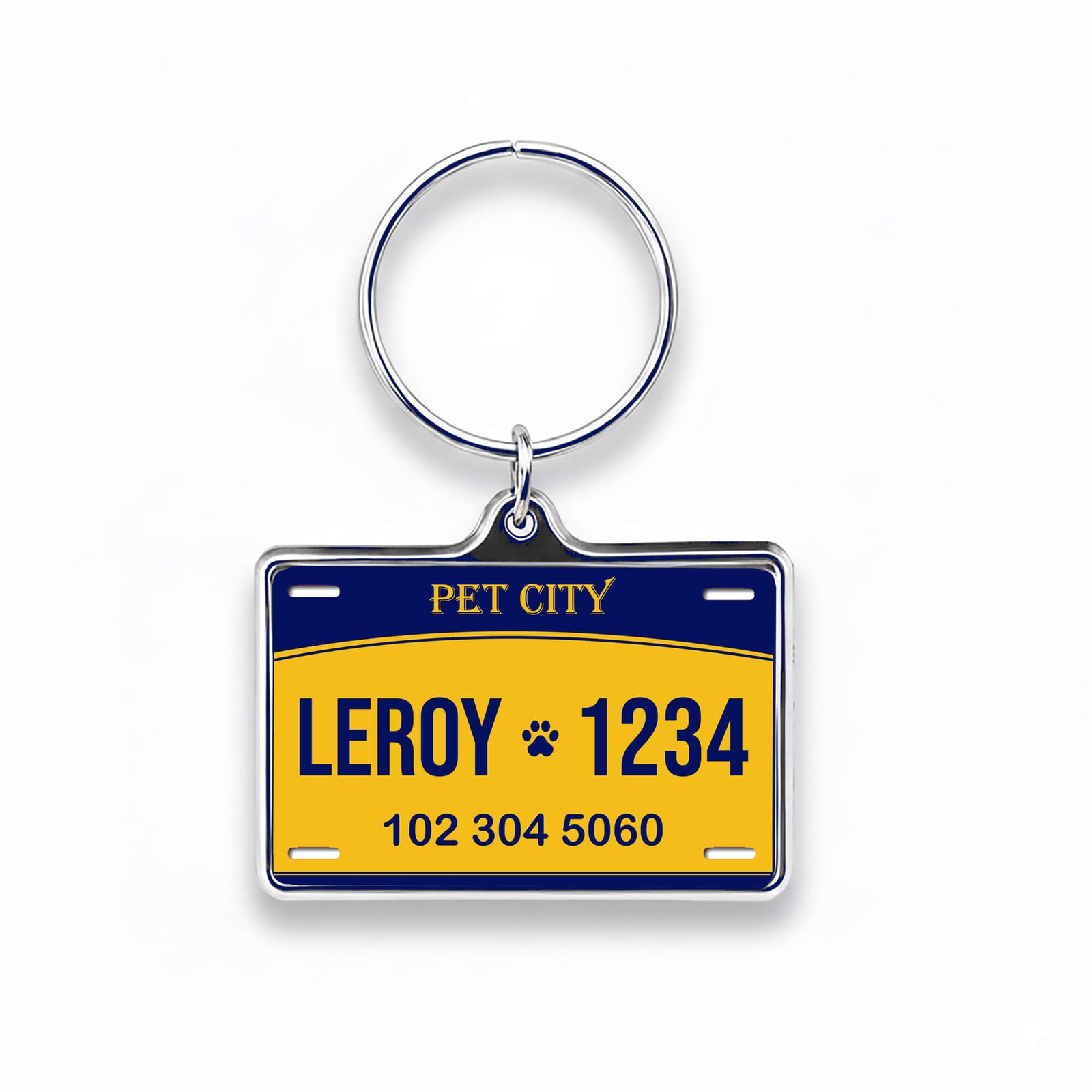 Placa de identificación para mascotas estilo licencia de conducir en color amarillo, diseño Licencia para Ladrar