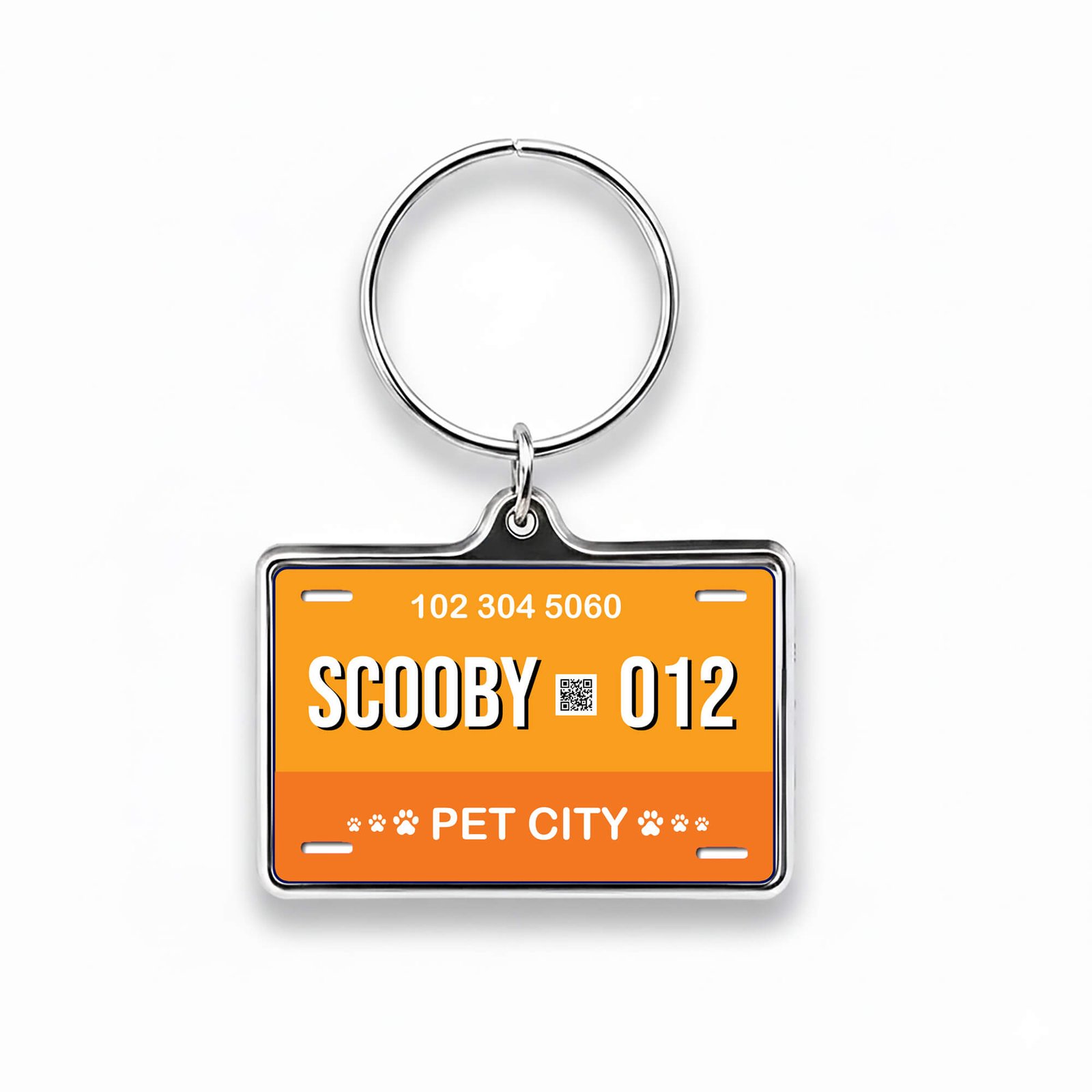 Placa de identificación para mascotas estilo licencia de conducir en color naranja, diseño Licencia para Ladrar