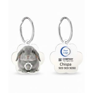 Placa de identificación para mascotas en forma de huella de aluminio, personalizada con foto y datos de contacto mediante sublimación HD