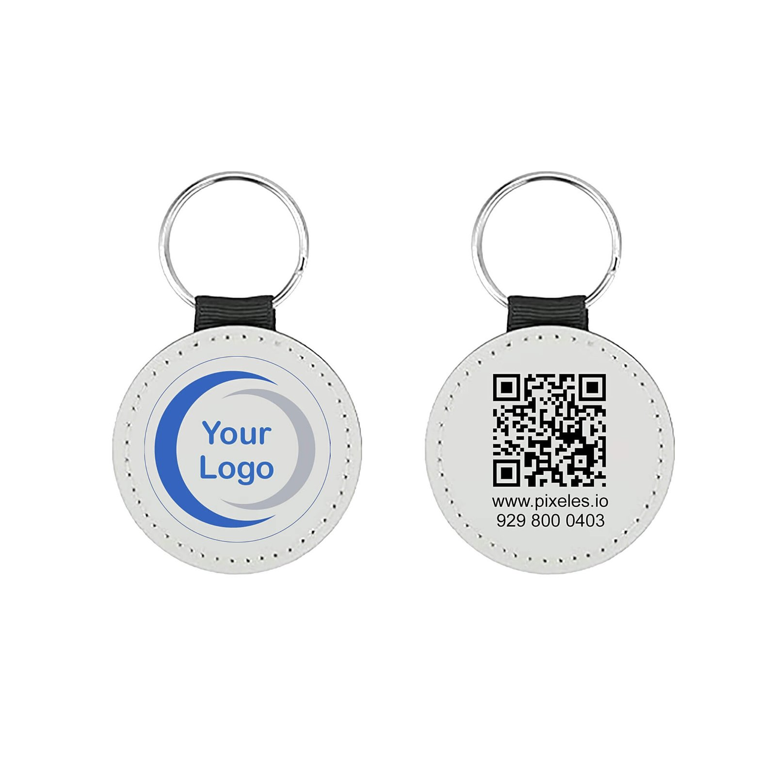 Llavero de cuero vegano premium personalizado en forma de círculo para sublimación