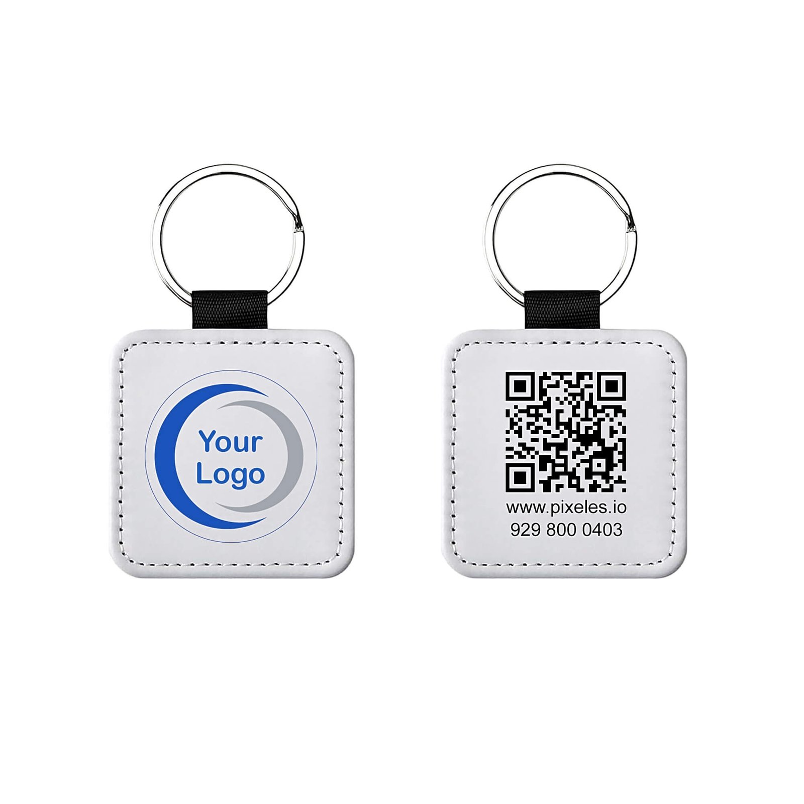 Llavero de cuero vegano premium personalizado en forma cuadrada para sublimación