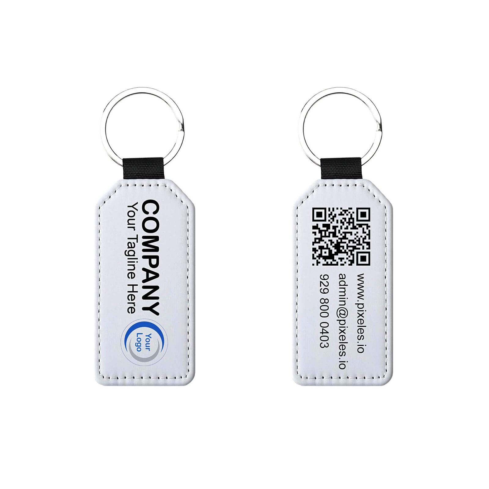 Llavero de cuero vegano premium personalizado en forma rectangular para sublimación