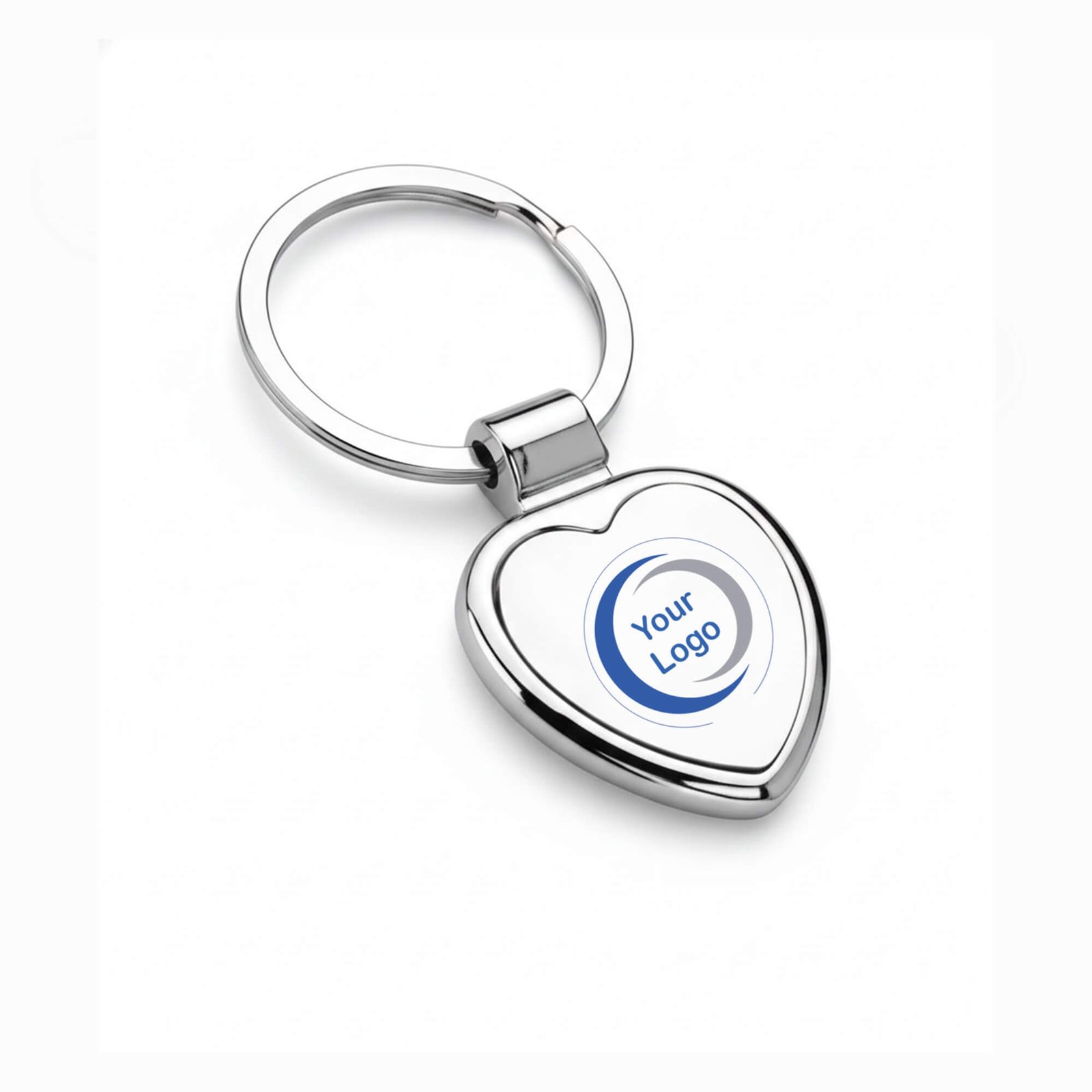 Llavero metálico en forma de corazón personalizado con foto y logotipo