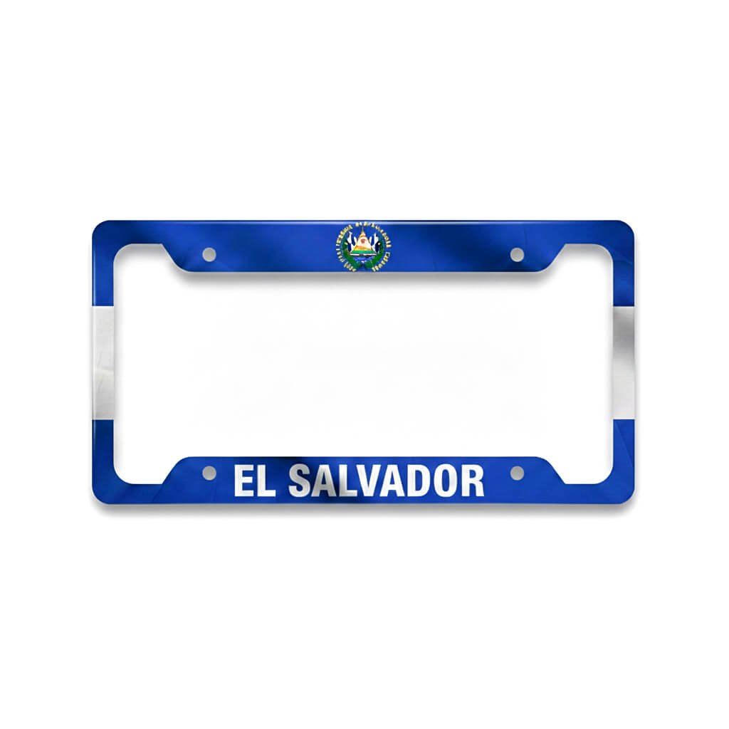Portaplacas personalizado premium con diseño de la bandera de El Salvador y sublimación HD