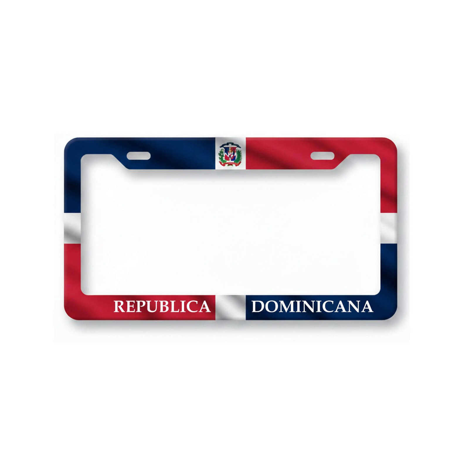 Portaplacas personalizado premium con diseño de la bandera de República Dominicana y sublimación HD