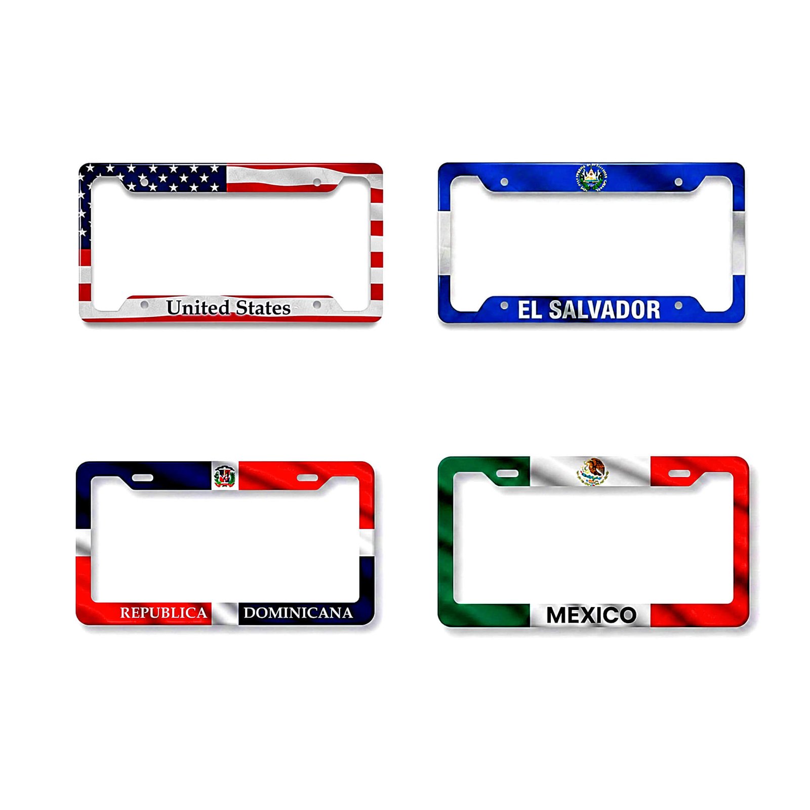 Portaplacas Personalizado con diseños de banderas - Pixeles Inc.