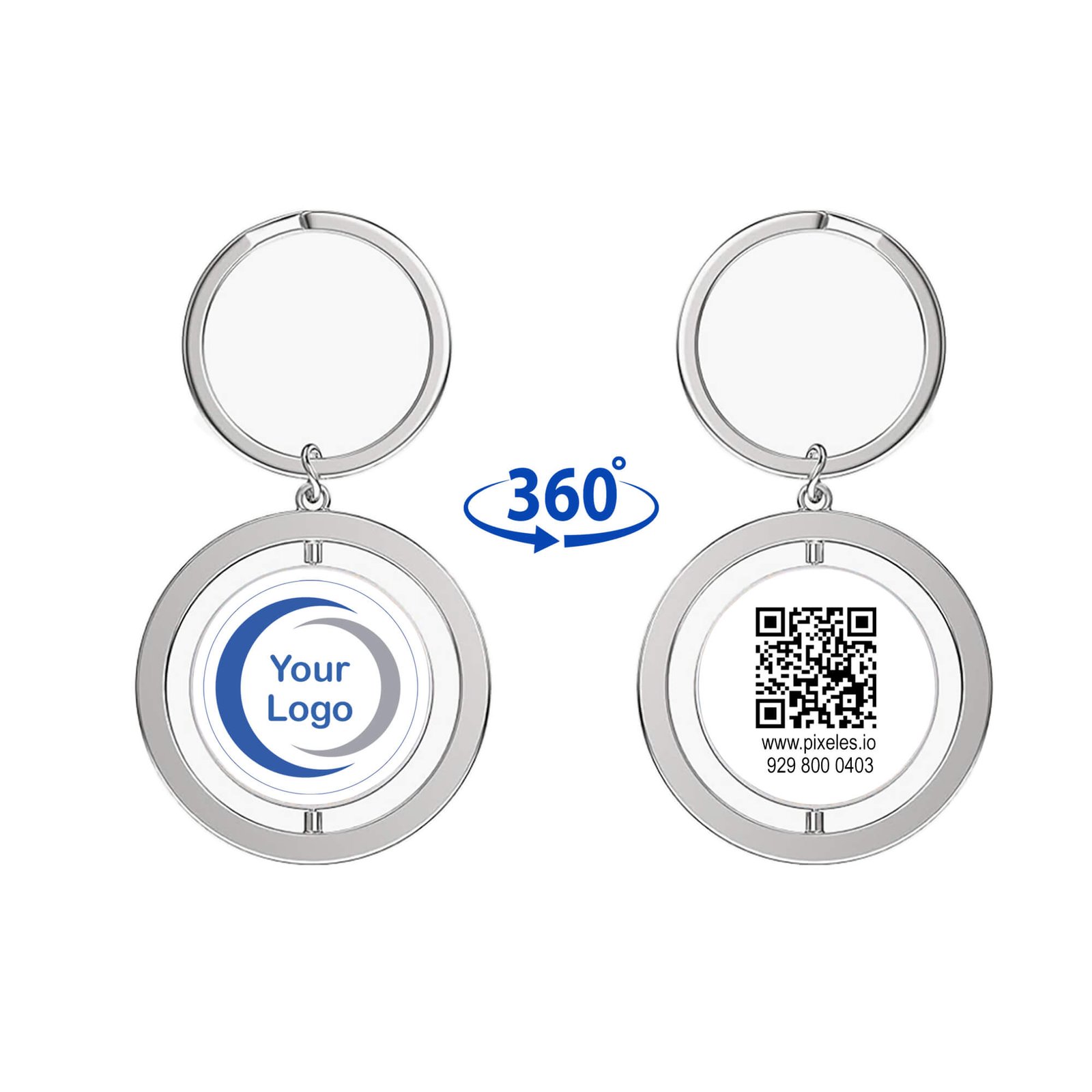Llavero de metal giratorio círcular personalizado en ambas caras con foto o logo