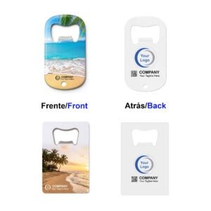 abrebotella de acero inoxidable personalizado tipo tarjeta con diseño sublimado