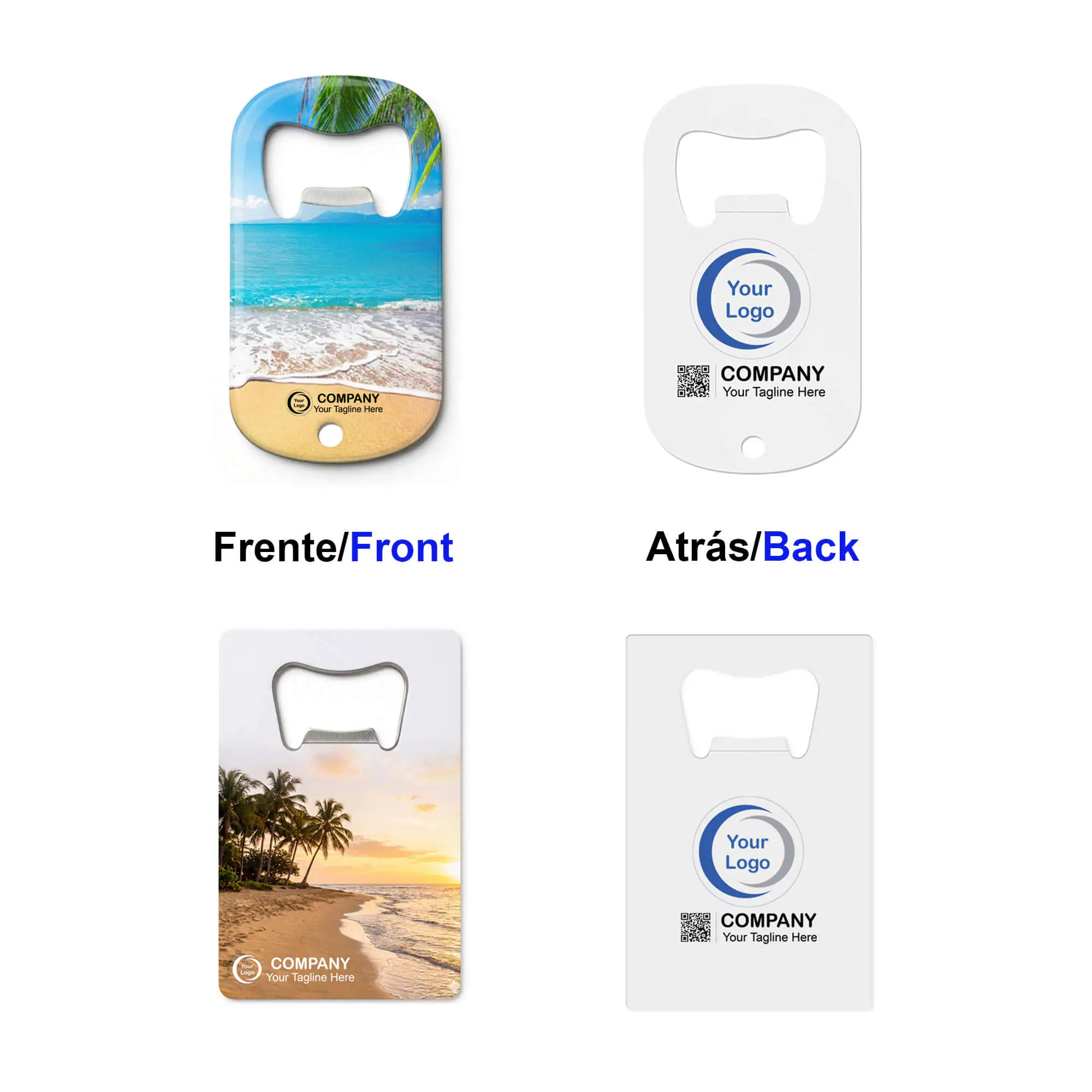 abrebotella de acero inoxidable personalizado tipo tarjeta con diseño sublimado