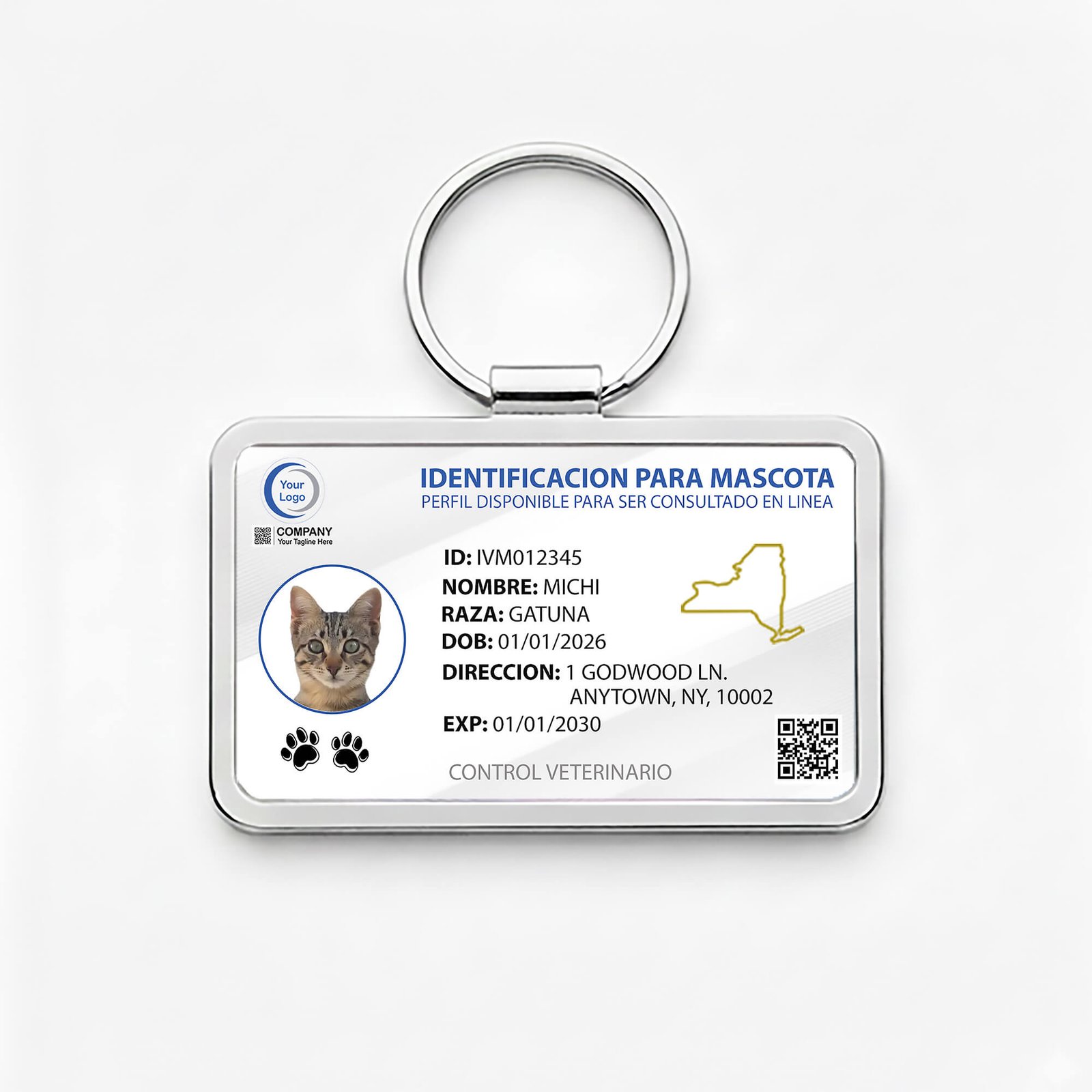 Placa de identificación para gatos Gold Edition, personalizada con alta precisión mediante sublimación HD